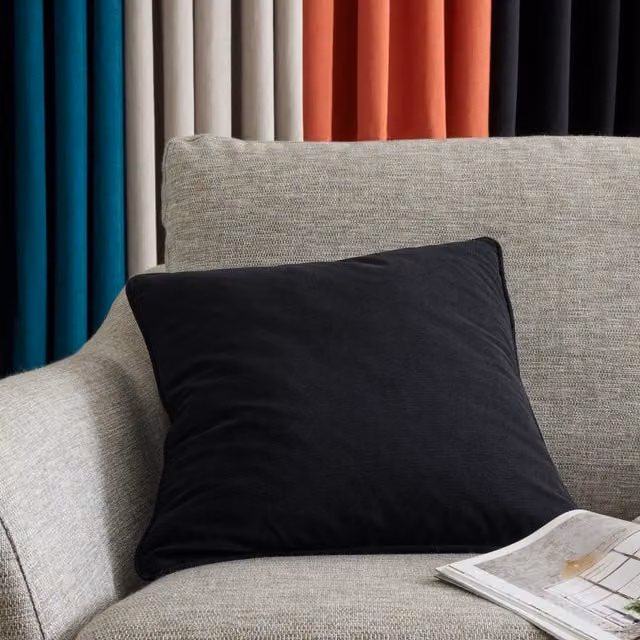 Catherine Lansfield Black Velvet Square Cushion 45 x 45 cm