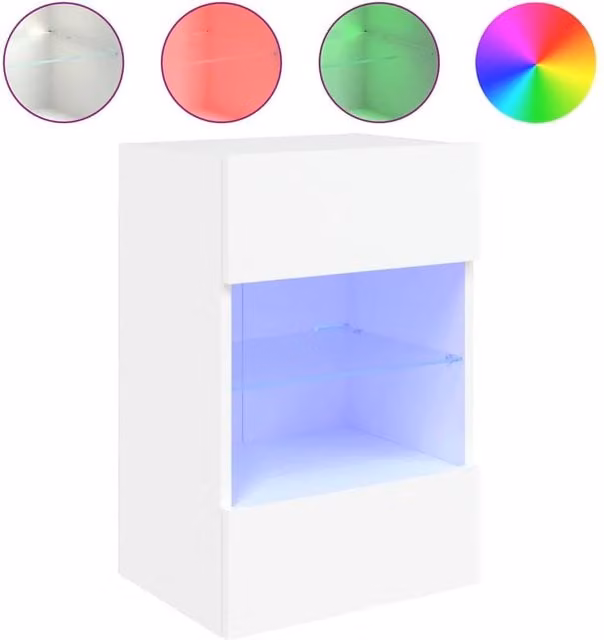 Berkfield Home Modern White Wall Mounted TV Cabinet with Integrated LED Lighting W/D/H: 40 x 30 x 60.5 cm – 1