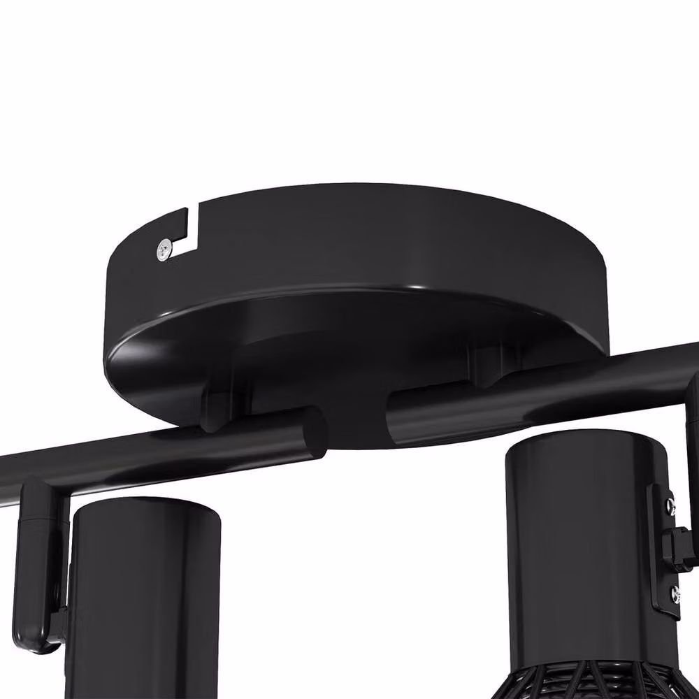 Emitto Modern Black 3-Way Adjustable GU10 Spotlight Ceiling Light with Round Metal Base – 4
