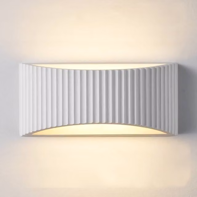 Harper Living Large Modern Ceramic Up and Down Wall Light with White Wave Pattern Shade and G9 Bulb Cap