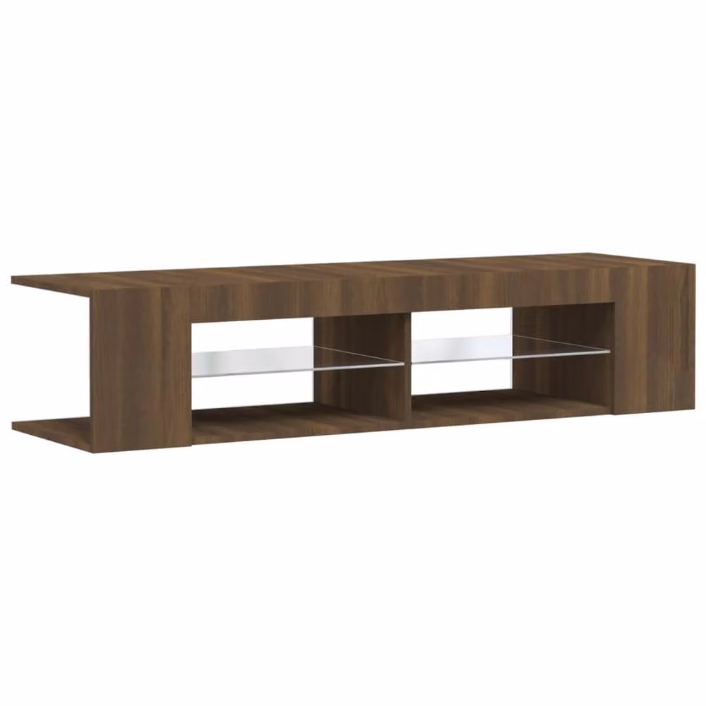 Berkfield Home Modern TV Cabinet with LED Lights in Brown Oak, W/D/H: 135 x 39 x 30 cm – 3