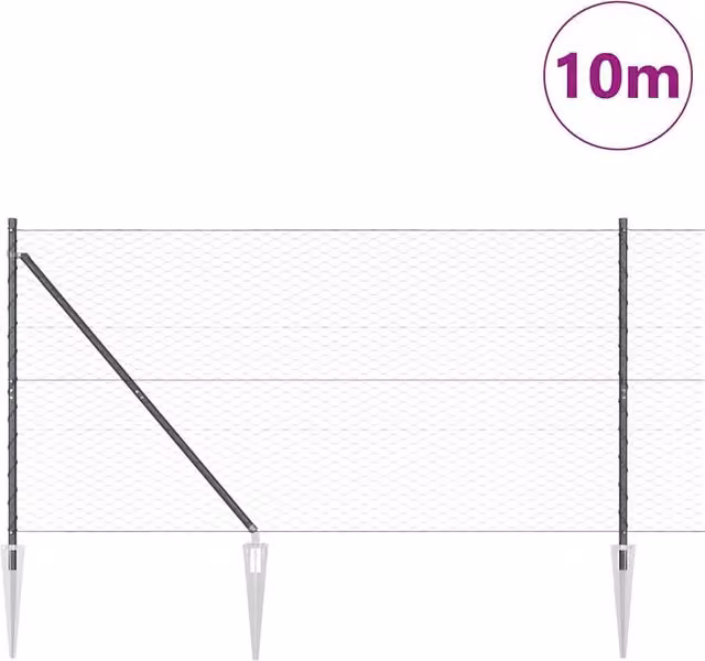 Berkfield Home Hexagon Steel Fence, Grey, W: 140 cm, L: 10 m