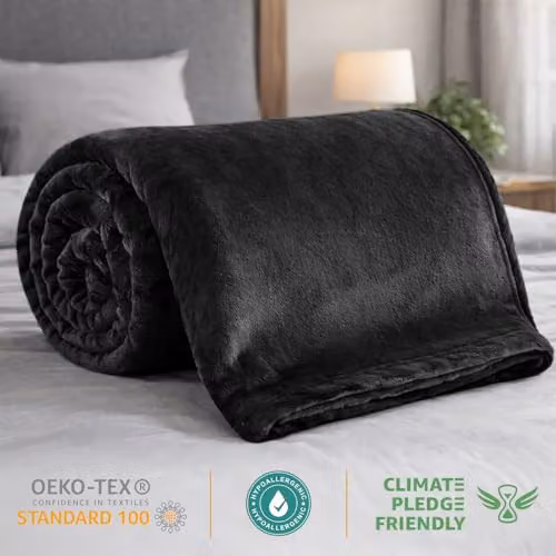 Pamposh Black Flannel Fleece Throw Blanket, W/D/H: 130 x 150 cm – 6