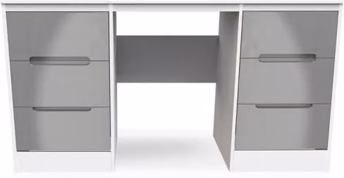 Welcome Monaco Gloss Double Pedestal Dressing Table in Grey