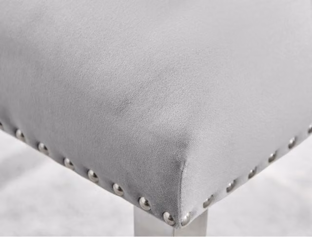 FurnitureboxUK Skye Round White Marble Effect Dining Table with 4 Grey Velvet Belgravia Chairs