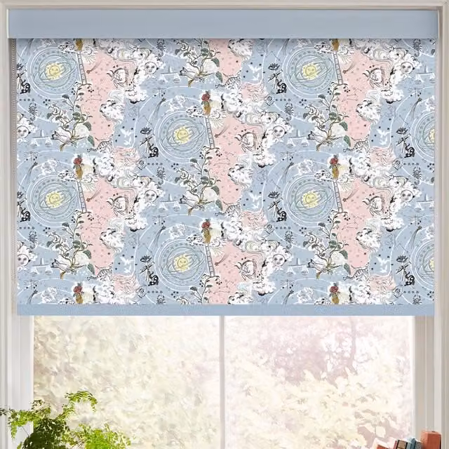 Cath Kidston Power To The Peaceful Made to Measure Roller Blind in Pink and Blue