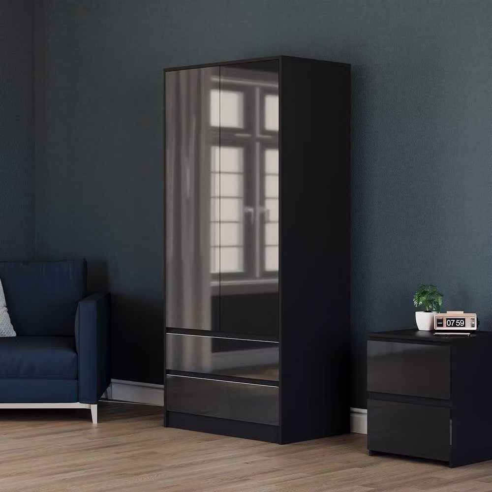 HD Designs Vida Designs Glinton 4 Piece Modern Black Glossy Bedroom Set – 3