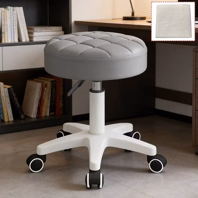 FORGEVIO Grey Salon Chair with Height-Adjustable Lift, 360 Degree Swivel and Synthetic Leather Upholstery – 1
