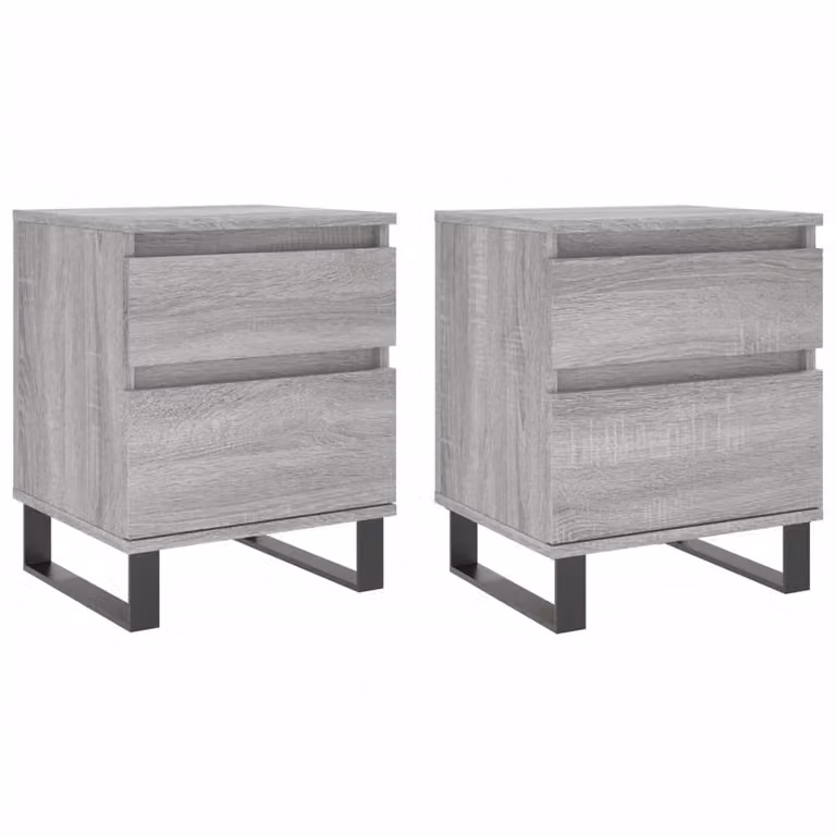 Berkfield Home Modern Bedside Cabinets, 2 Piece Set in Grey Sonoma, W/D/H: 40 x 35 x 50 cm