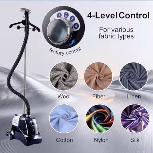 Spector 2200W Professional Standing Clothes Steamer with 3.3L Detachable Water Tank and Adjustable Pole in Blue or Black – 3