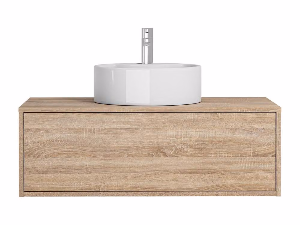 Vente-unique Suspended Bathroom Vanity Unit in Light Oak Finish, W/D/H: 94 x 47 x 32 cm – 2