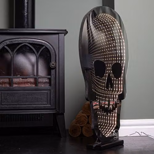 Samuel ALEXANDER White Light Up Halloween Skull Infinity Decoration with Warm White LEDs, Height: 60 cm – 3