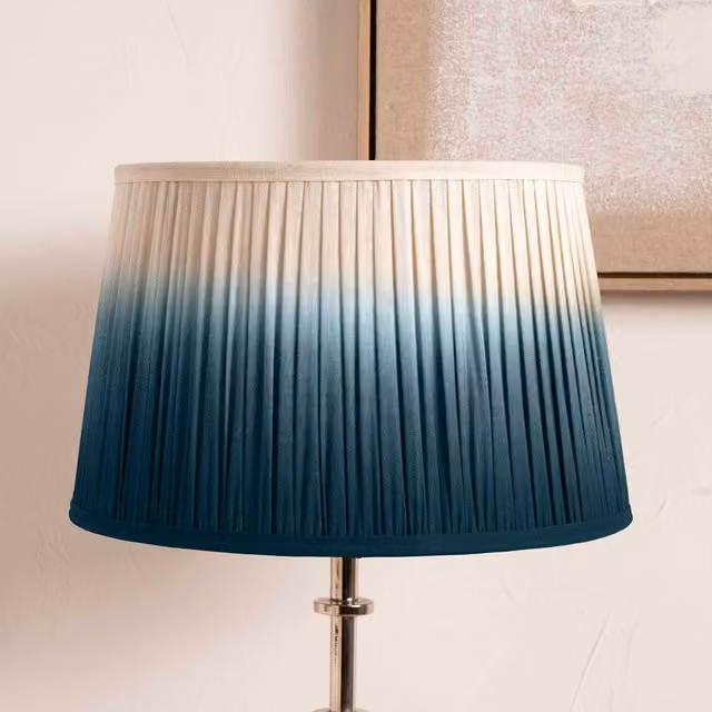 Ruma Blue Ombre Pleated Tapered Fabric Lamp Shade for Table Lamps, Diameter: 30.48 cm – 1