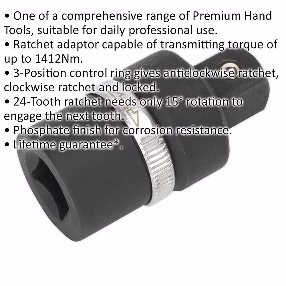 Loops 3/4 inch Sq Drive Ratchet Adaptor for Breaker Bars, 24-Tooth, Black and Multicolour – 2