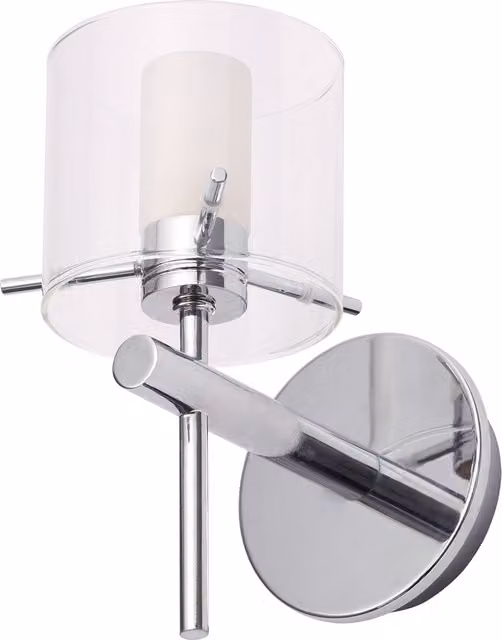Litecraft Lincoln Modern Chrome Bathroom Wall Light with Glass Cylinder