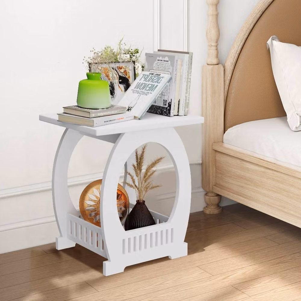 VOGREX White Modern Bedside Table and Storage Cabinet, W/D/H: 44 x 30 x 46 cm – 2