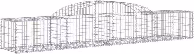 Berkfield Home Decorative Arched Gabion Baskets, 17 Piece Set, Silver Galvanised Steel, W/D/H: 300 x 50 x 40/60 cm – 1