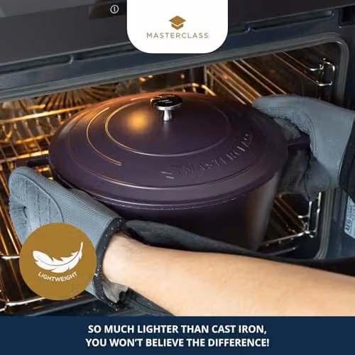 MasterClass Cast Aluminium Non-Stick Casserole Dish with Self-Basting Lid, Blue, Diameter: 20 cm, Volume: 2.5 l – 3