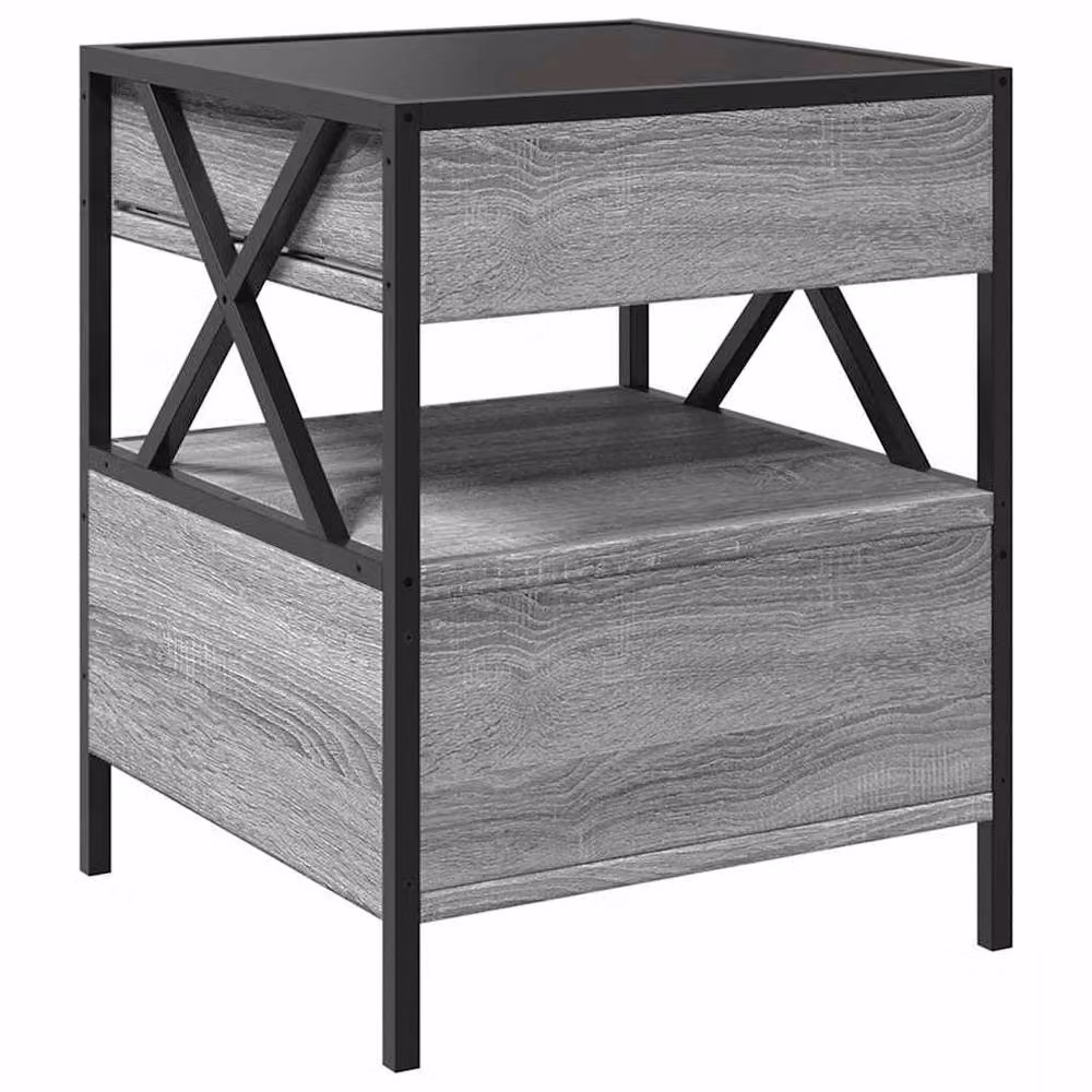 Berkfield Home Decorative Coffee Table with Infinity LED in Grey Sonoma, W/D/H: 40 x 40 x 51 cm – 4