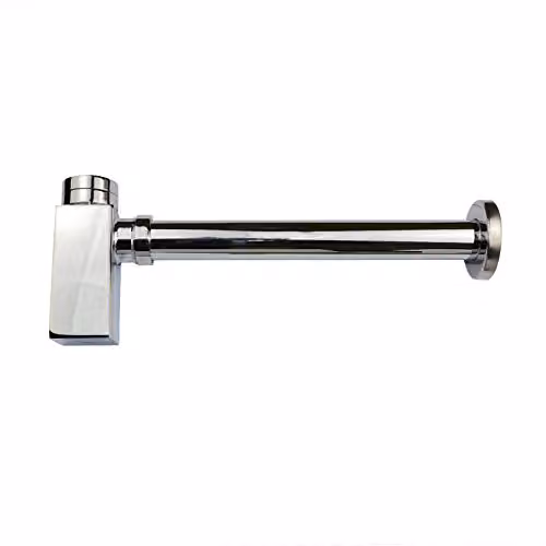 Nes Home Silver Chrome Square Brass Bottle Trap and Extension Pipe 1 1/4"