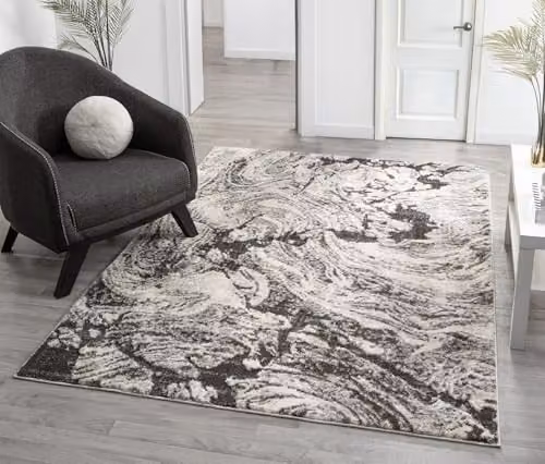 Desire Rugs Eleanor Abstract Modern Living Room Area Rug, Grey, W: 160 cm, L: 230 cm
