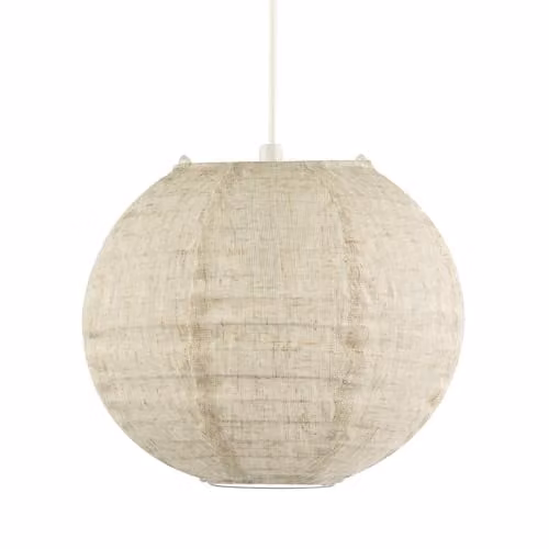 Happy Homewares Modern Spherical Fabric Pendant Lighting Shade in Beige, Diameter: 25 cm – 1