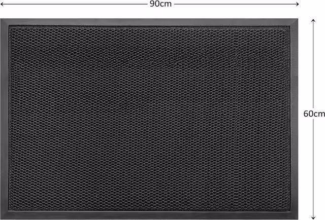 Nicoman Meshmat Rectangular Entrance Doormat in Black, W/D: 90 x 60 cm