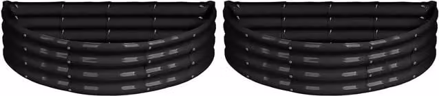 Harbour Housewares Semicircular Galvanised Steel Raised Garden Beds, 2 Piece Set, Anthracite, W/D/H: 120 x 60 x 60 cm