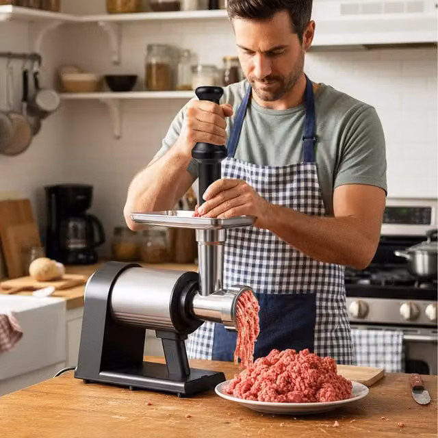 Costway Electric Meat Grinder in Silver with Stainless Steel and Aluminium