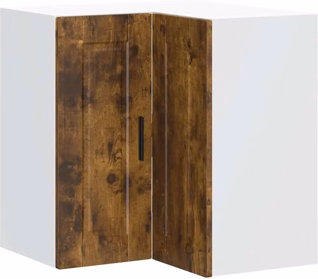 Berkfield Home Porto Wall Mounted Kitchen Corner Cabinet in Smoked Oak Brown – 1
