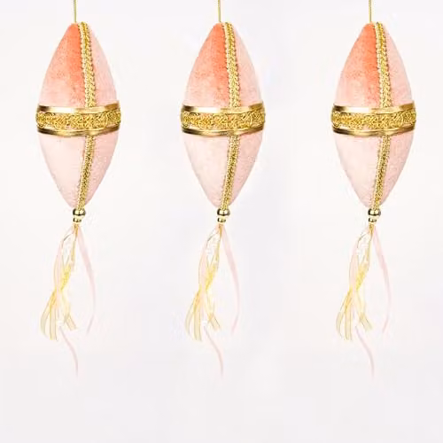 Shatchi 3-Piece Pink Nut Bauble Christmas Tree Hanging Decorations, H 30 cm x W 7 cm