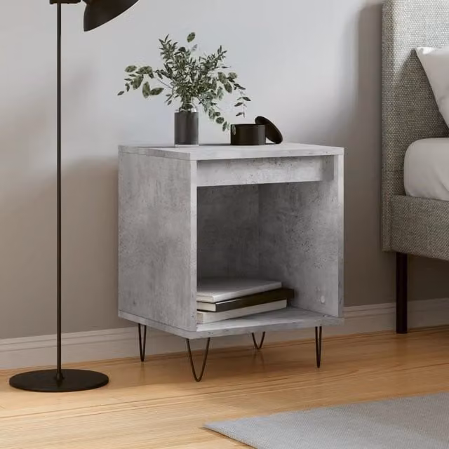 Berkfield Home Bedside Cabinet in Concrete Grey, W: 40 cm, D: 35 cm, H: 50 cm – 1