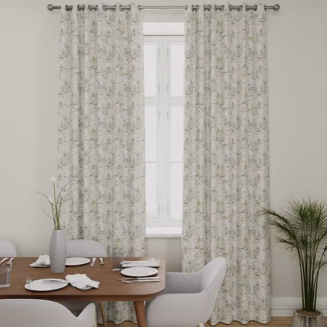 Terrys Blackout Floral Fabric Panel Curtain in Green and Multicolour with Eyelets