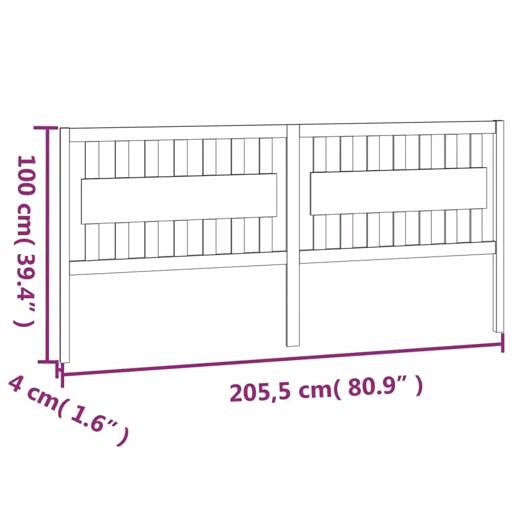 Berkfield Home Rustic Solid Wood Pine Bed Headboard, Brown, W: 205.5 cm, D: 4 cm, H: 100 cm – 2