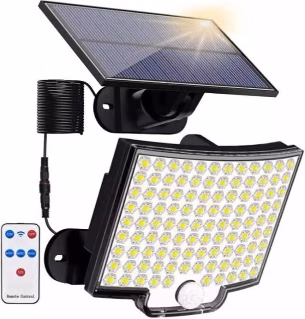 Kelvenix Solar Powered LED Wall Light with PIR Motion and Dusk Sensor in Black