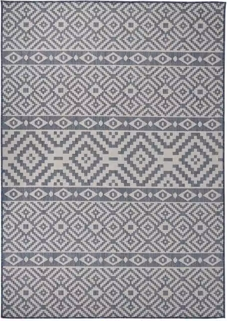 Berkfield Home Blue Striped Outdoor Flatweave Rug, W: 140 cm, D: 200 cm – 1
