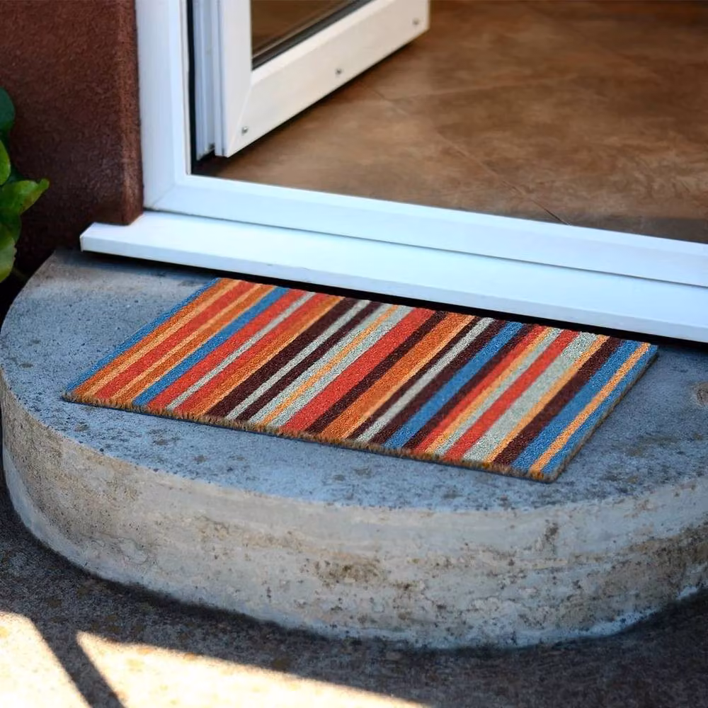 Pawnora Non-Slip Coir Rainbow Striped Semicircular Doormat, Multicolour, W: 67 cm, D: 127 cm – 3
