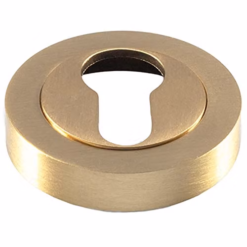 Loops 50mm Euro Profile Round Escutcheon with Concealed Fix in Satin Brass