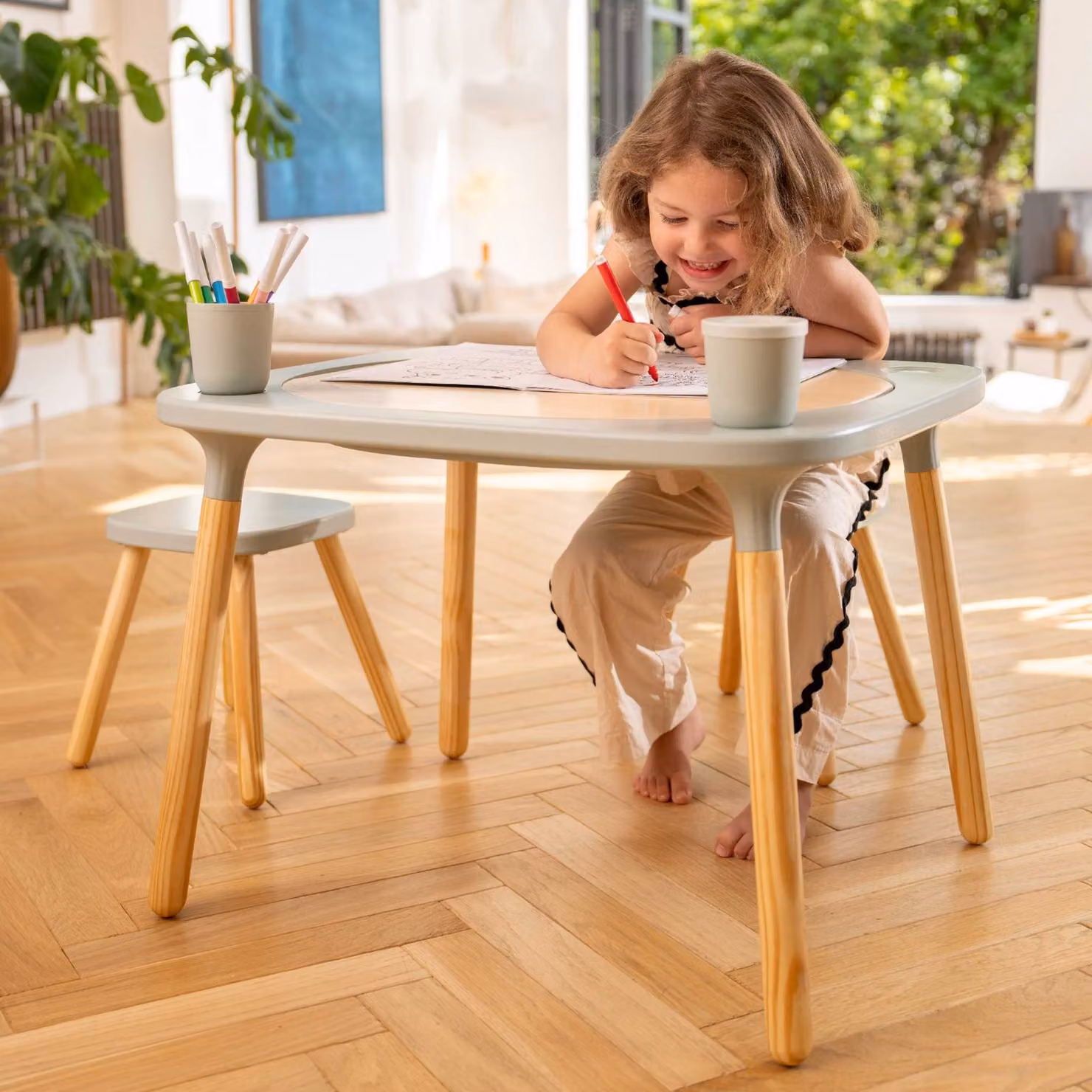 TP Active Tots 4 In 1 Childrens Pine Wood Table with Reversible Board and Rounded Edges – 3
