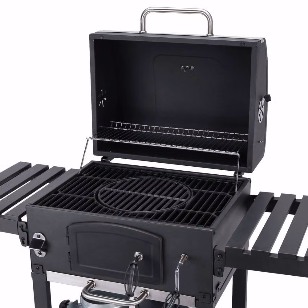 sweeek Charcoal Smoker Barbecue with Ash Collector and Thermometer in Black – 6