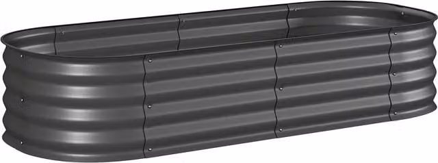 Outsunny Galvanised Steel Raised Garden Bed with Safety Edging in Grey, W: 62 cm, D: 30 cm, H: 62 cm – 1