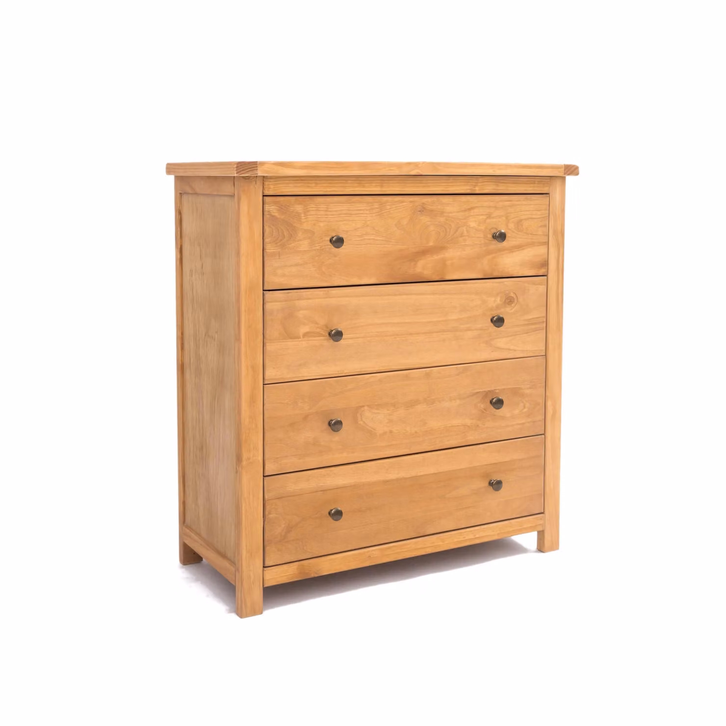 Cabinet Bits Lugo 4 Drawer Chest of Drawers in Rustic Brown Pine with Gold Knobs – 2