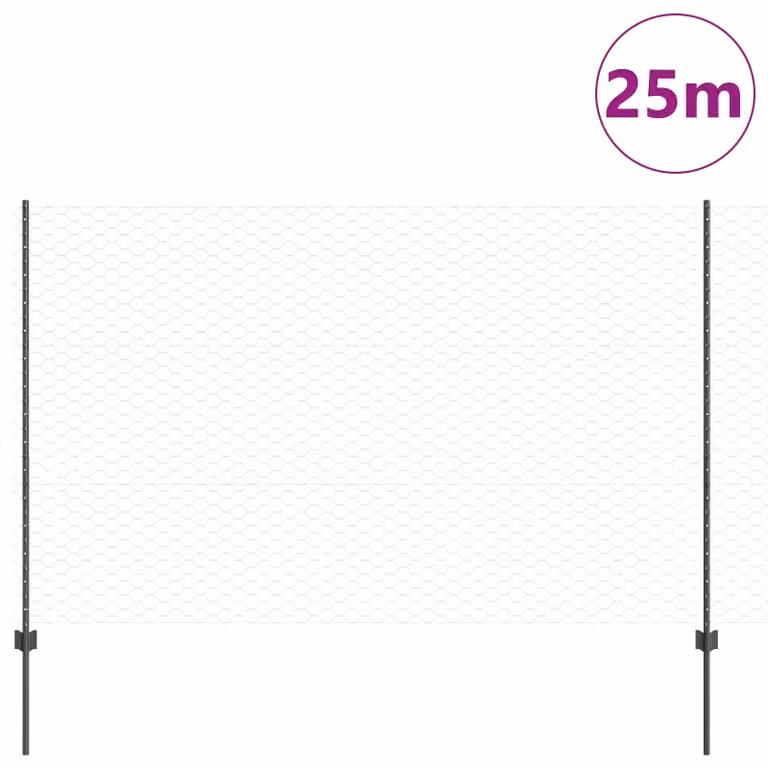Berkfield Home Garden Fence Set of 2 Grey Metal, W/H: 25 x 1.5 m