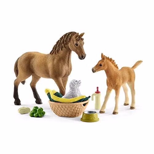 Schleich Horse Club Sarah’s Baby Animal Care Set, Brown and Multicolour