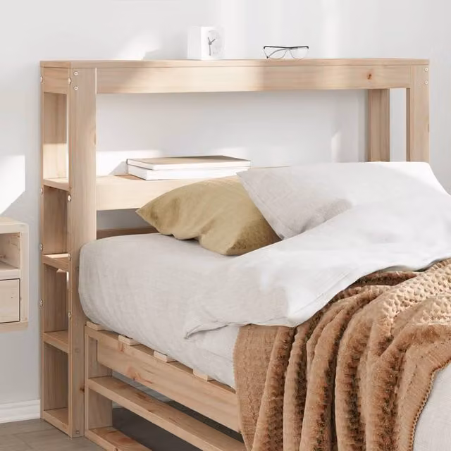 Berkfield Home Rustic Solid Wood Pine Headboard with Shelves, Brown, Width: 75 cm – 1
