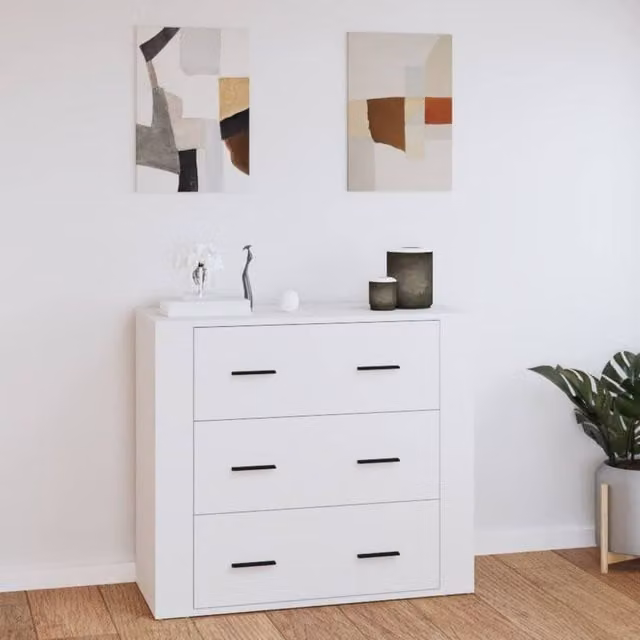 Berkfield Home Modern White Matt Sideboard in MDF, W/D/H: 80 x 33 x 70 cm