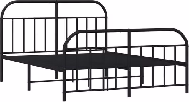 Berkfield Home Metal Bed Frame with Headboard and Footboard in Black, W/D/H: 140 x 190 x 146 cm
