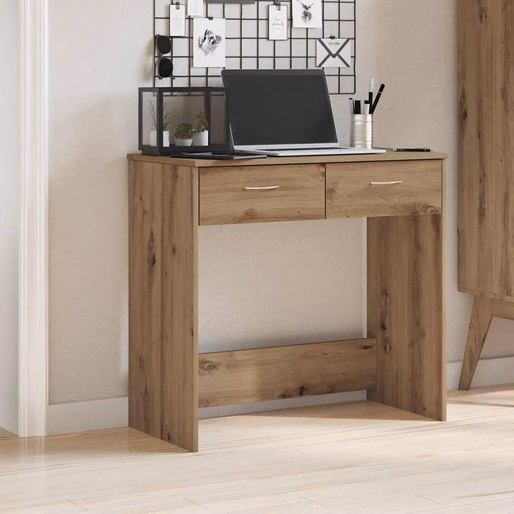 Berkfield Artisan Oak Writing Desk in Brown, W/D/H: 80 x 40 x 75 cm – 2