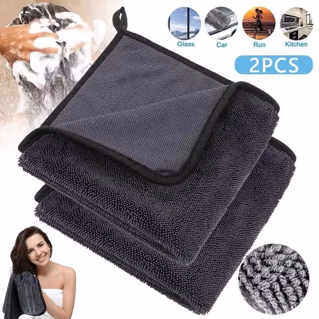 SPETLEK 2 Pack Reusable Dual-Sided Microfibre Cleaning Cloths in Grey