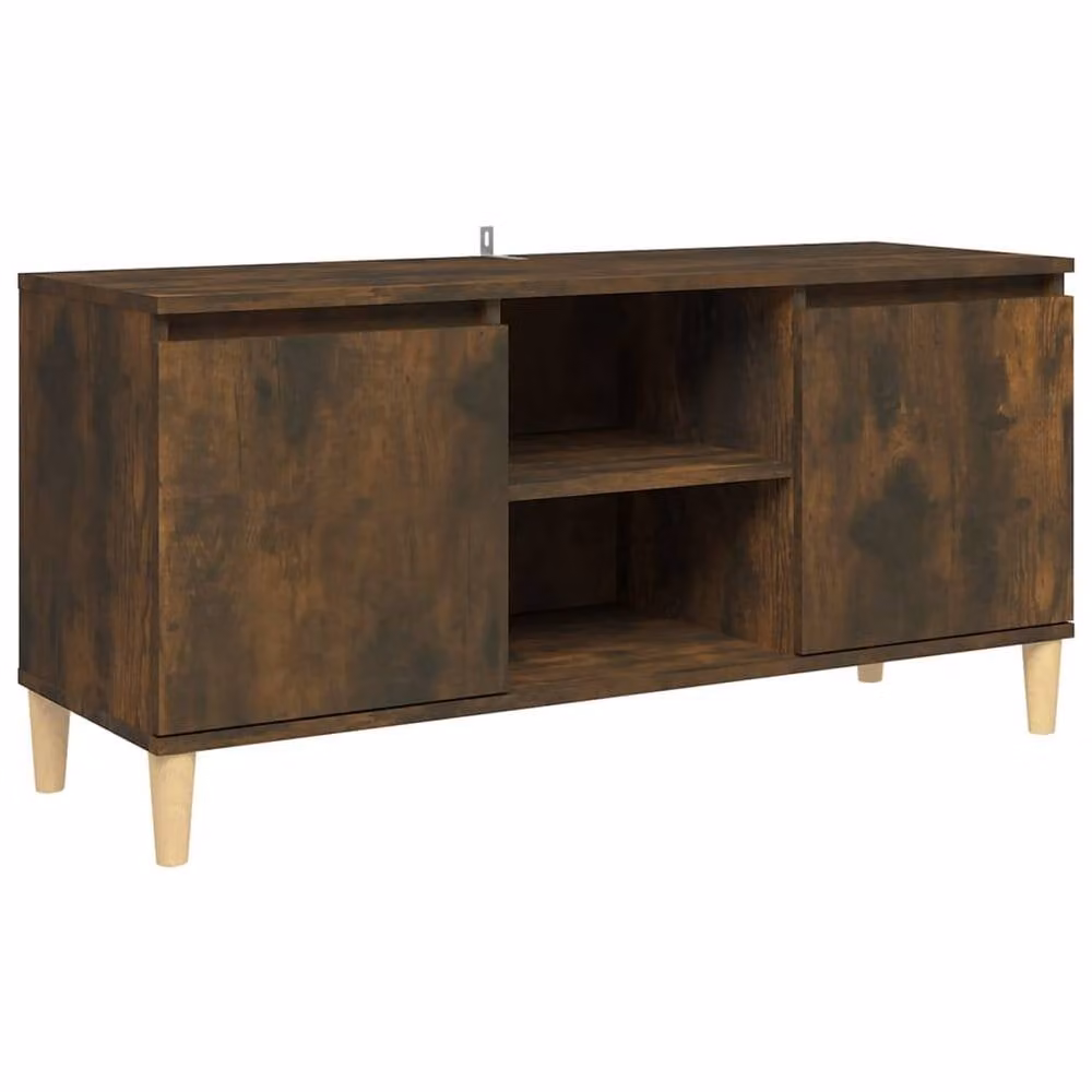 Berkfield Home Mid Century TV Cabinet in Smoked Oak Brown with Solid Wood Legs W: 103.5 cm, D: 35 cm, H: 50 cm – 3
